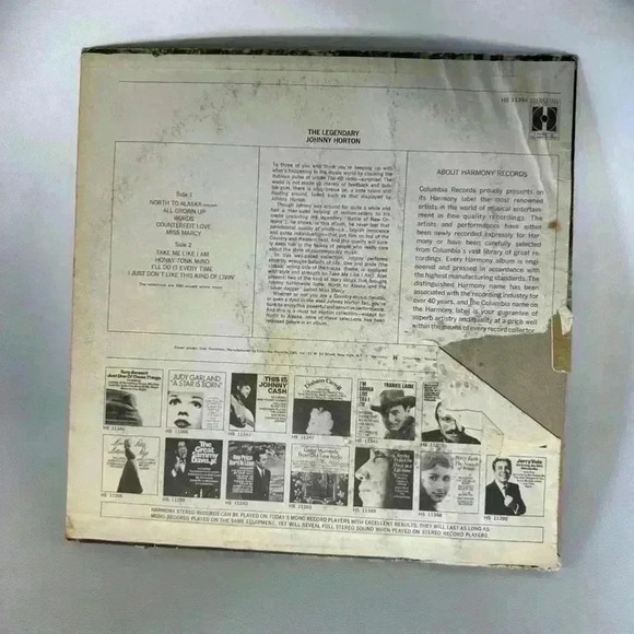 Johnny Horton Vinyl Record - The Legendary - Harmony - Picture 4 of 6